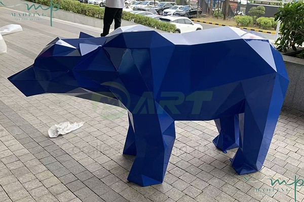 Custom Stainless Steel Geometric Bear Sculpture – Mirror-Finish Low-Poly Animal Art for Modern Wall & Feature Decor